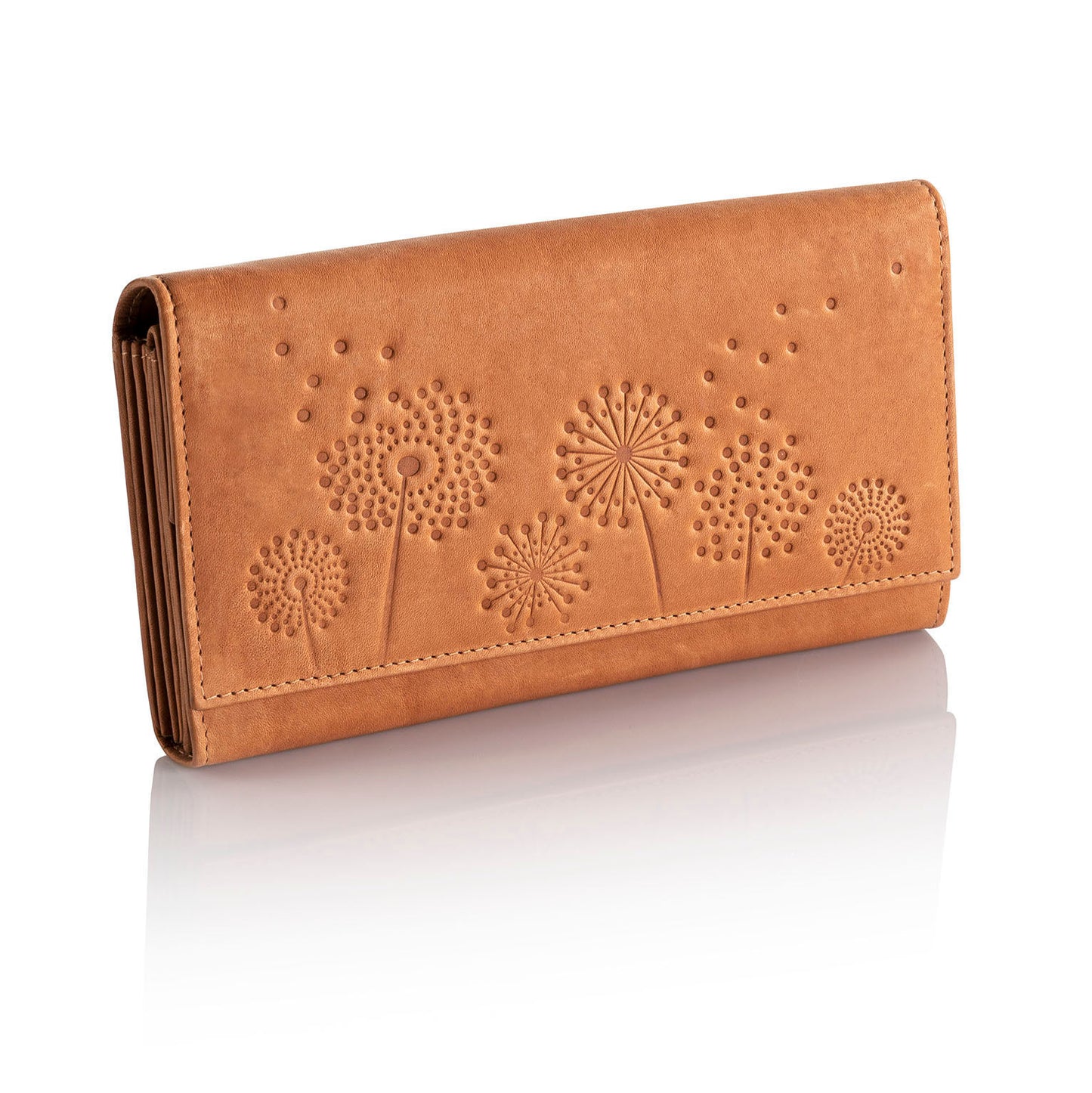 HJP Damengeldbörse "Pusteblume" Leder (Farbe: cognac)