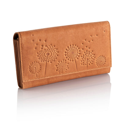 HJP Damengeldbörse "Pusteblume" Leder (Farbe: cognac)