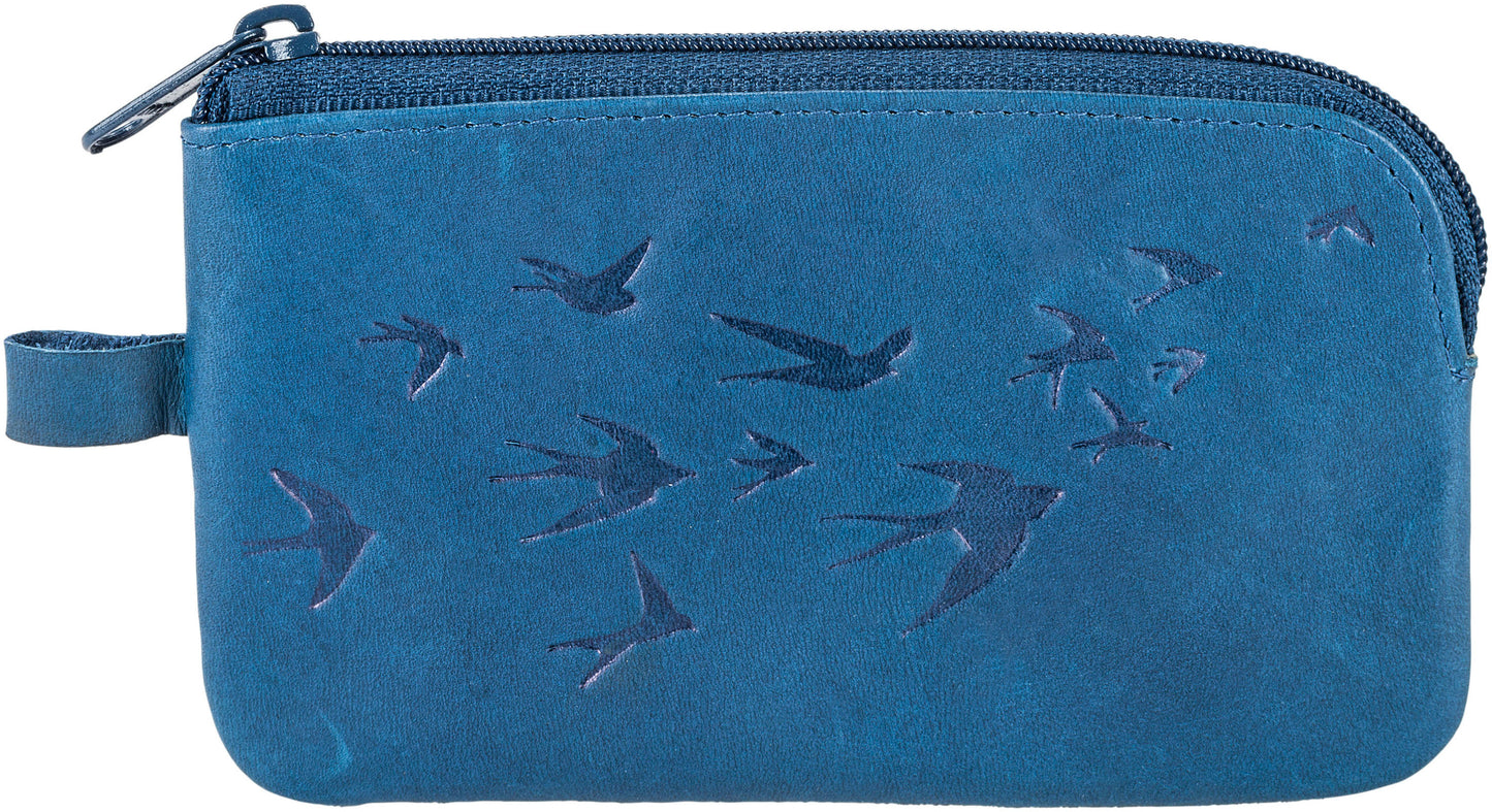 HJP Schlüsseltasche "Cléo" Leder (Farbe: jeansblau) Schwalben