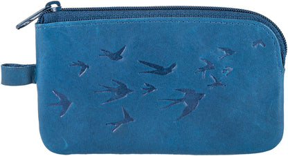 HJP Schlüsseltasche "Cléo" Leder (Farbe: jeansblau) Schwalben