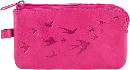 HJP Schlüsseltasche "Cléo" Leder (Farbe: magenta) Schwalben