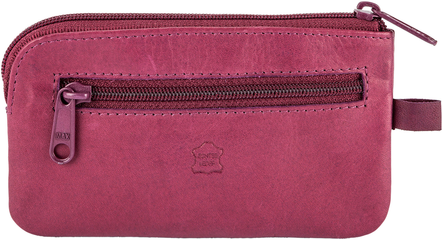 HJP Schlüsseltasche "Cléo" Leder (Farbe: beere) mit Pusteblumen-Prägung