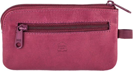 HJP Schlüsseltasche "Cléo" Leder (Farbe: beere) mit Pusteblumen-Prägung