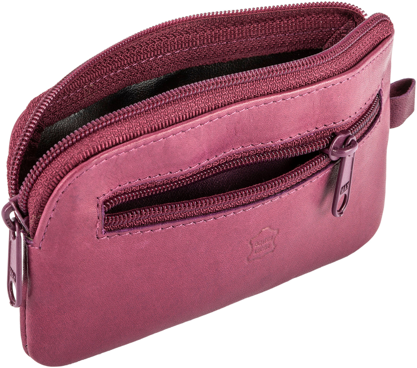 HJP Schlüsseltasche "Cléo" Leder (Farbe: beere) mit Pusteblumen-Prägung