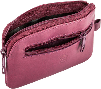 HJP Schlüsseltasche "Cléo" Leder (Farbe: beere) mit Pusteblumen-Prägung