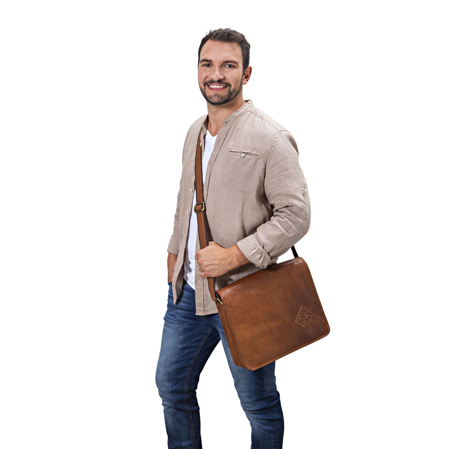 Watzmann Messengerbag Leder (Farbe: schwarz)