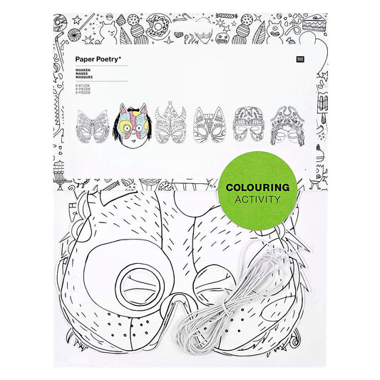 Papp-Masken COLOURING ACTIVITY 6er-Pack zum Ausmalen