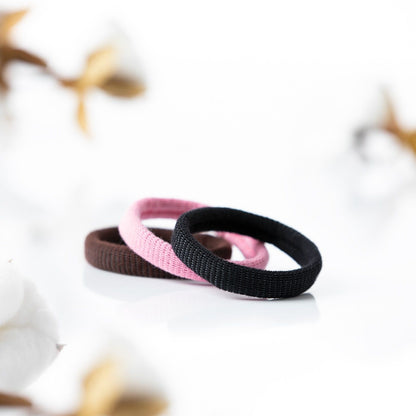 fairtye Haargummi 4 x 3er-Set (2 x schwarz / 1 x braun / 1 x rosa)