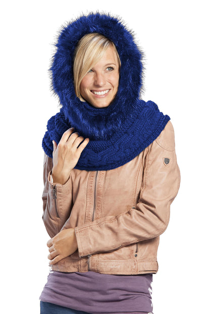 Loop-Schal mit Kunstpelz, blau