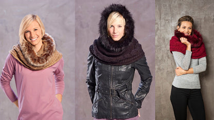 Loop-Schal mit Kunstpelz, blau