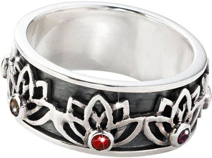 CM ASR Ring Lotus mit Edelsteinen, SI925 (Größe: 18)