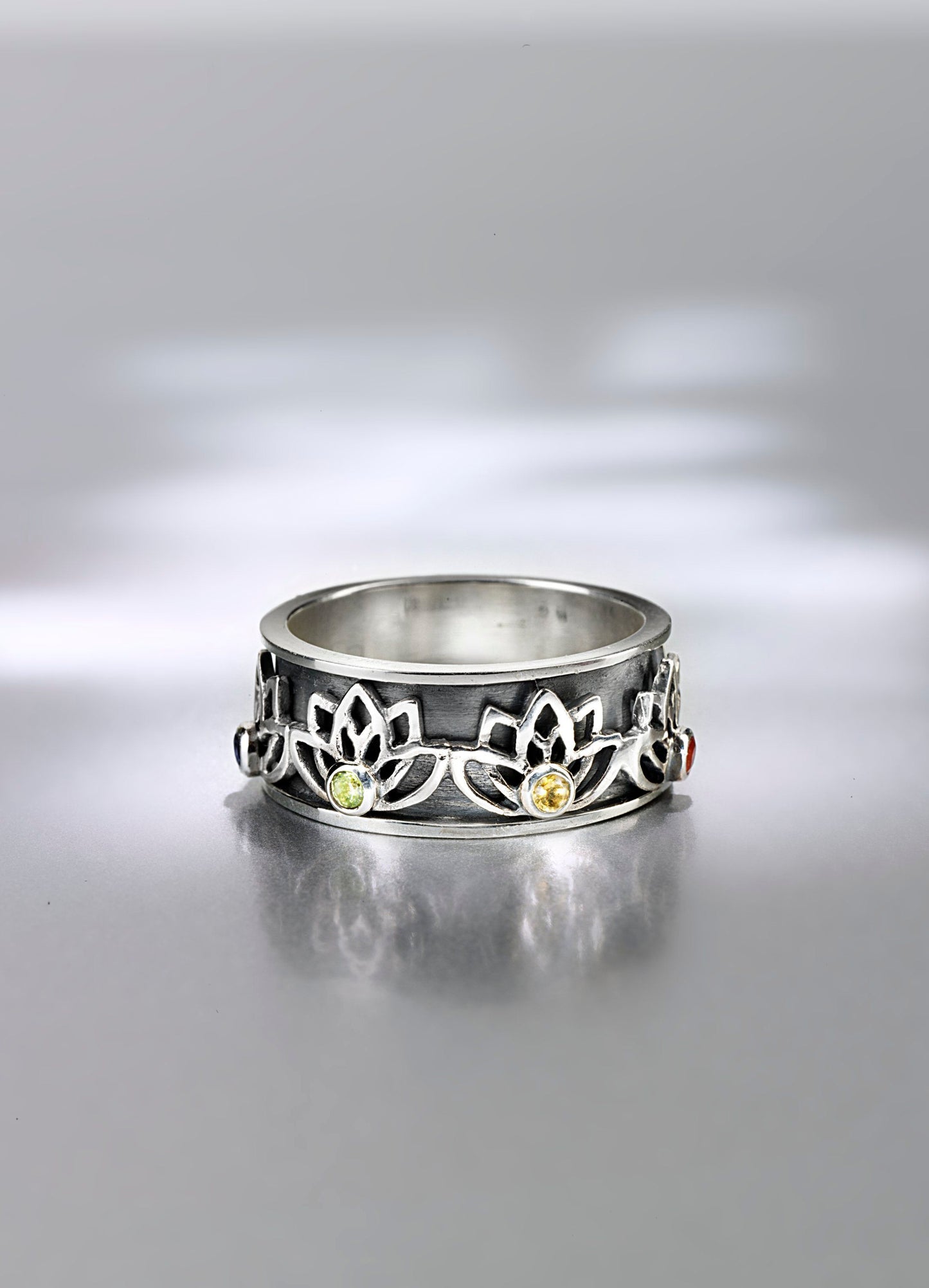 CM ASR Ring Lotus mit Edelsteinen, SI925 (Größe: 21)