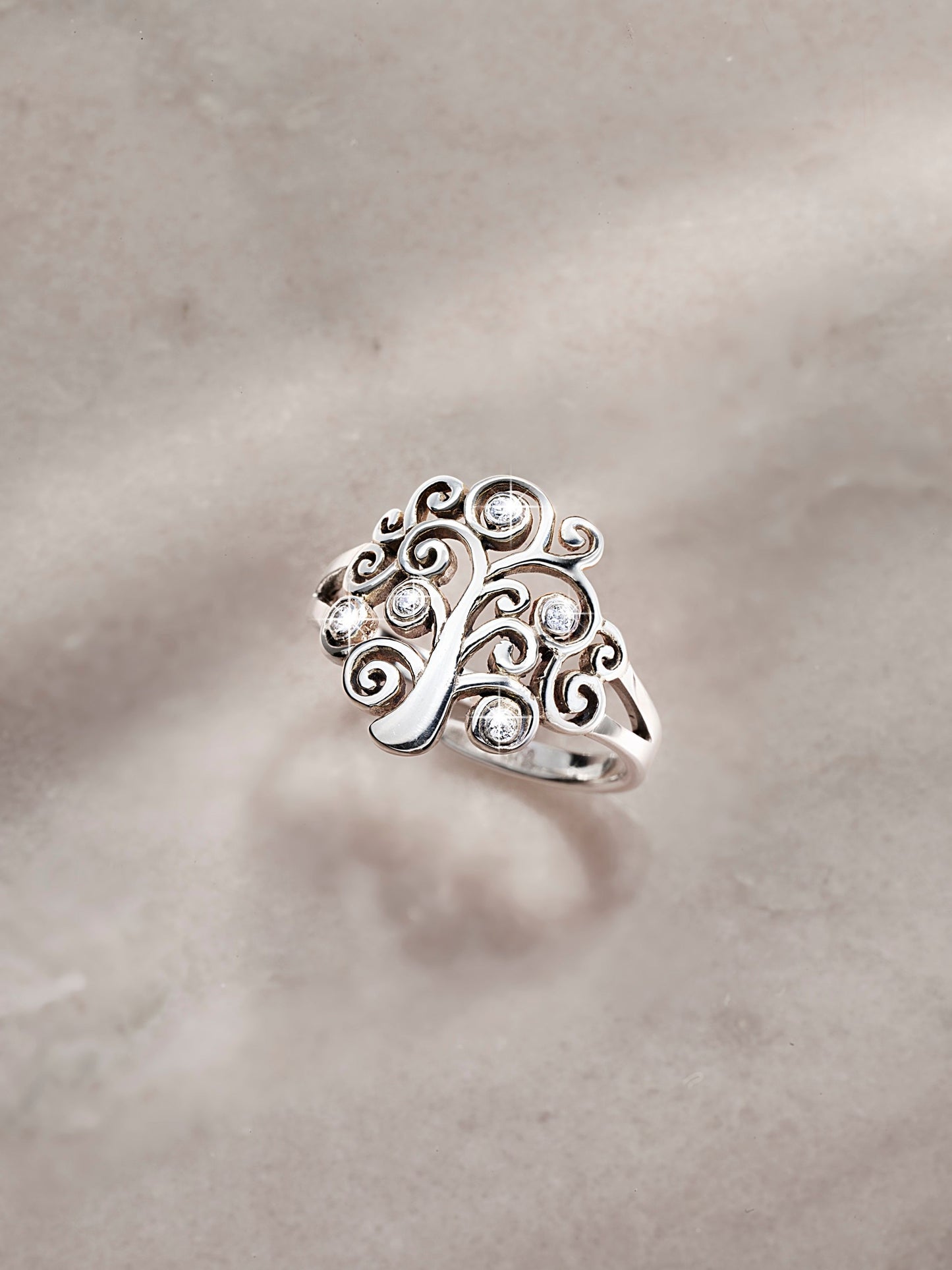 CM Ring "Lebensbaum" mit Zirkonia, 925 Silber