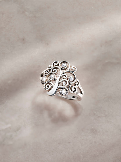 CM Ring "Lebensbaum" mit Zirkonia, 925 Silber