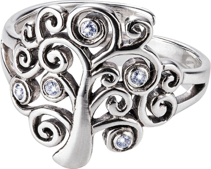 CM Ring "Lebensbaum" mit Zirkonia, 925 Silber