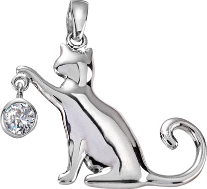 CM Anhänger "Katze" mit Zirkonia, Silber 925