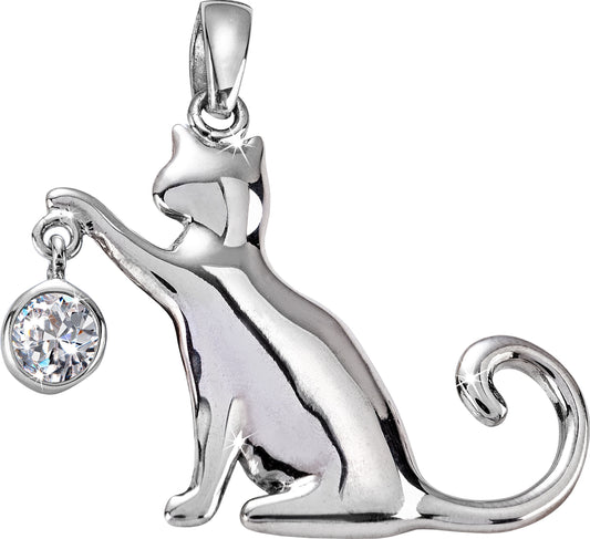 CM Anhänger "Katze" mit Zirkonia, Silber 925