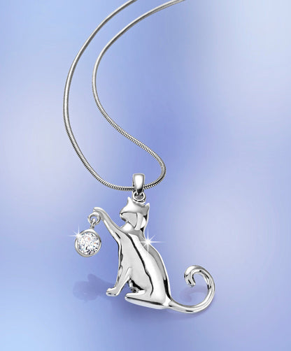 CM Anhänger "Katze" mit Zirkonia, Silber 925