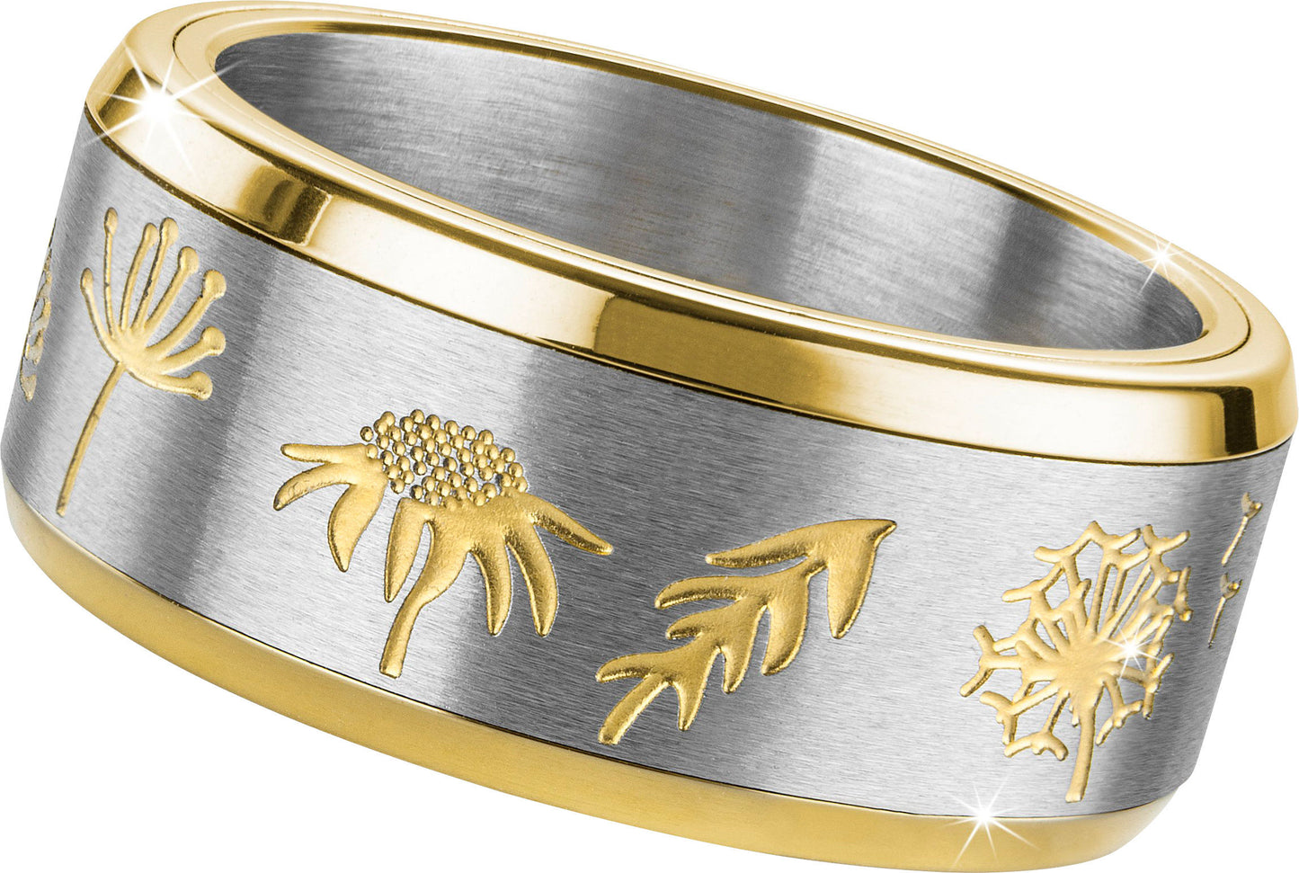 CM Anti-Stress-Ring "Flowers" Edelstahl, (Größe: 17)