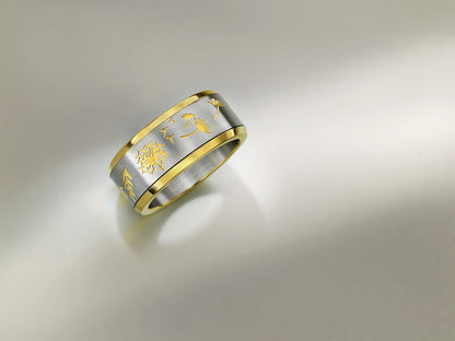 CM Anti-Stress-Ring "Flowers" Edelstahl, (Größe: 20)