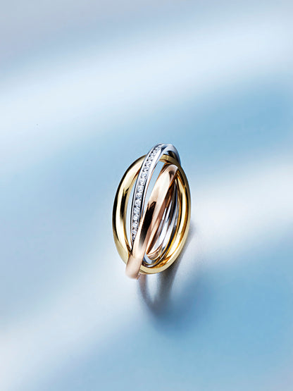 CM Ring "Tricolore" Edelstahl, (Größe: 17)