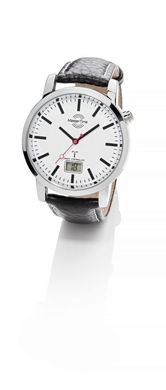 MasterTime Funk-Armbanduhr Bahnhof Herren, Leder
