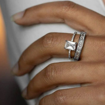 Paul Valentine Ring "Brilliant Square Ring" Messing (Farbe: silber, Größe: 60)