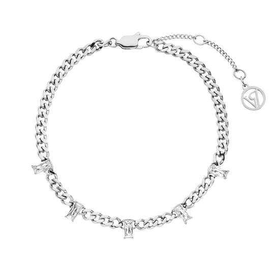 Paul Valentine Armband "Curb Baguette" Edelstahl (Farbe: silber)