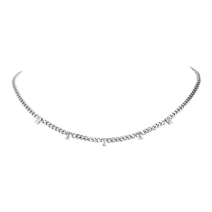 Paul Valentine Halskette "Curb Baguette" Edelstahl (Farbe: silber)