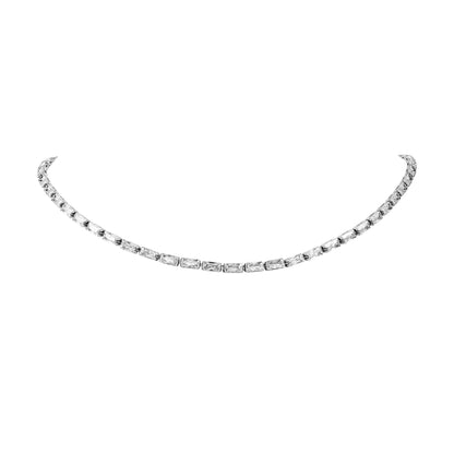 Paul Valentine Halskette "Baguette Tennis Necklace" Edelstahl (Farbe: silber)