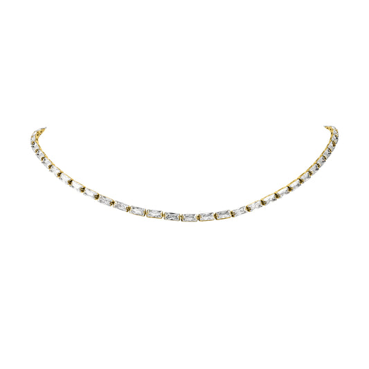 Paul Valentine Halskette "Baguette Tennis Necklace" Edelstahl (Farbe: gold)