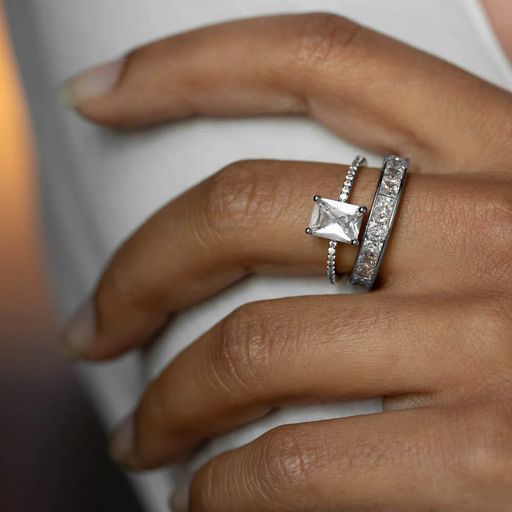 Paul Valentine Ring "Brilliant Square Ring" Messing (Farbe: silber, Größe: 57)