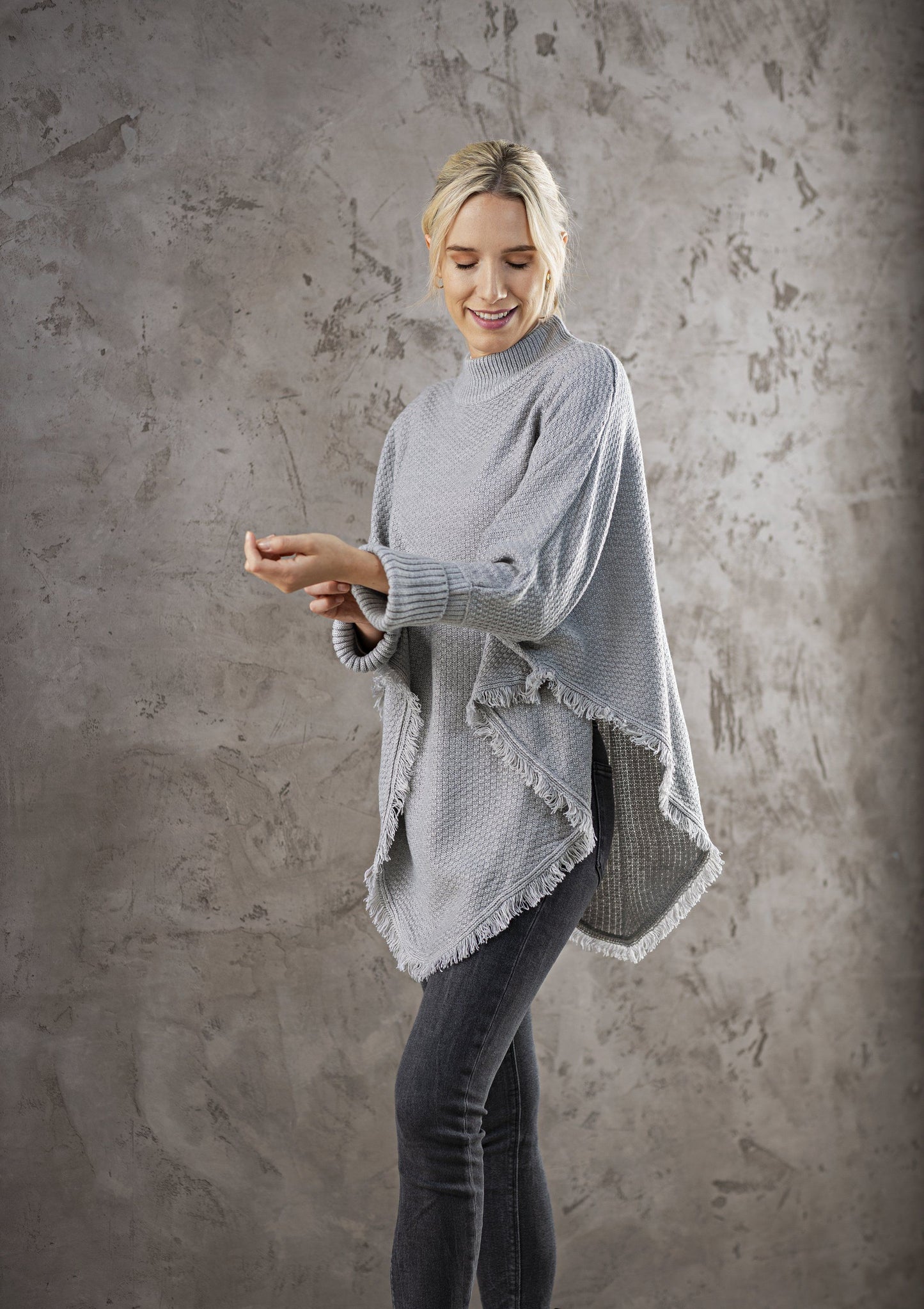 Poncho "Lena" (Farbe: grau melange)