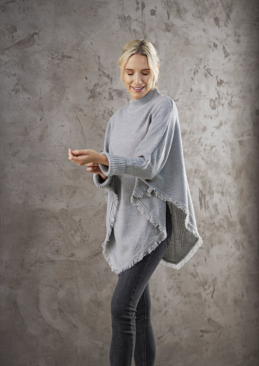 Poncho "Lena" (Farbe: grau melange)