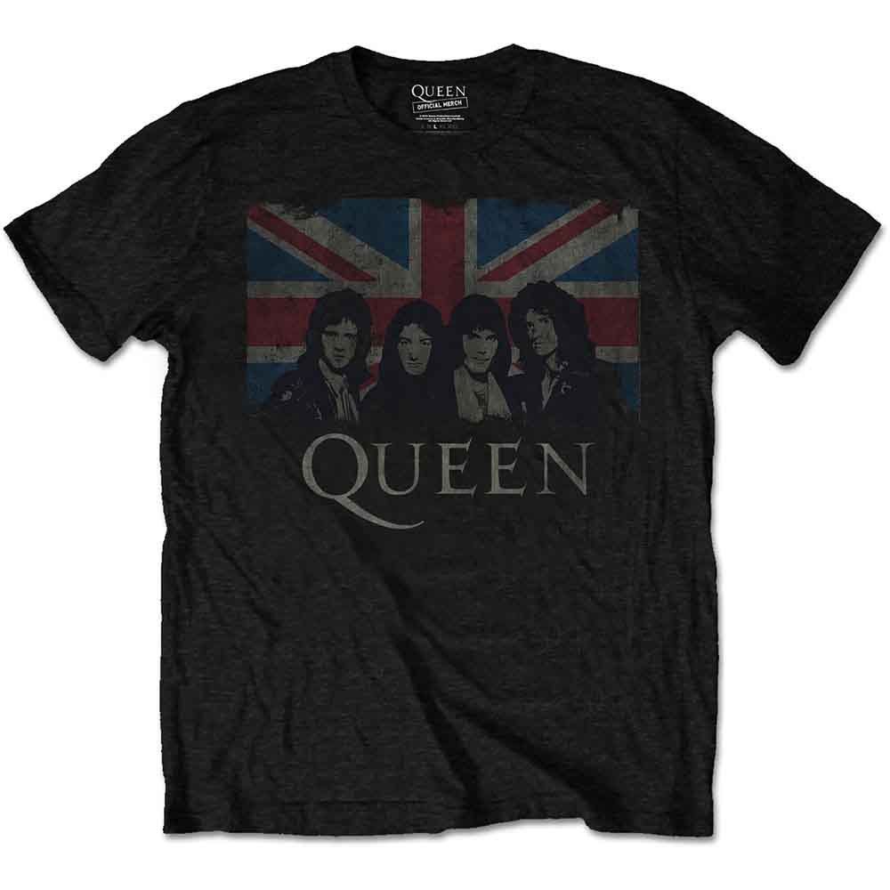 Queen T-Shirt "Vintage Union Jack", Farbe: Schwarz, Größe: M (Fanartikel)