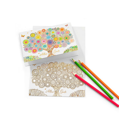 Ausmalkarten "Gute Wünsche" 20-teilig