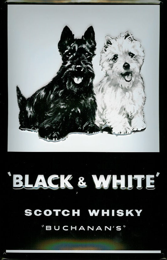 Schild 'Black & White Scotch Whisky'