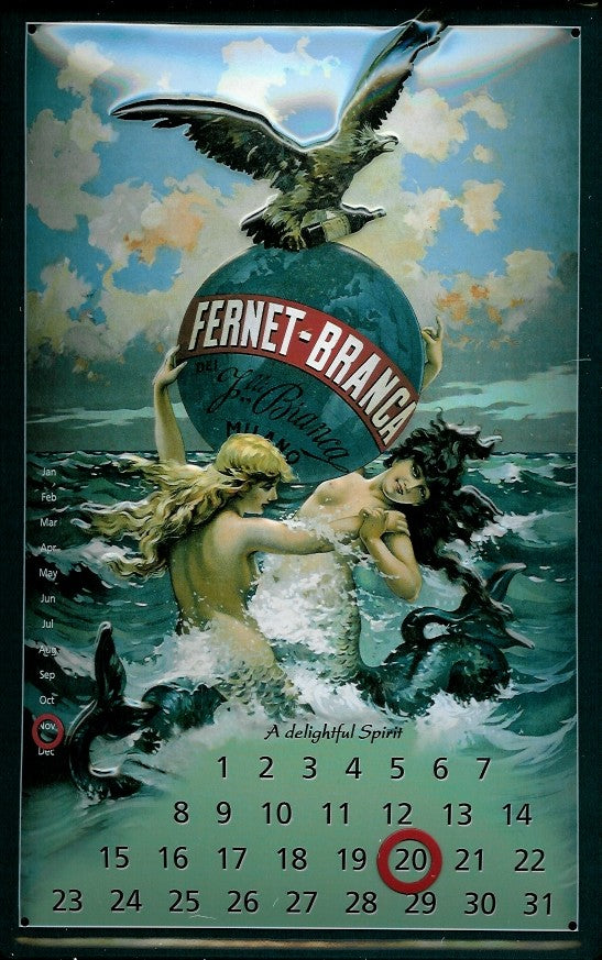 Schild 'Kalender Fernet Branca'