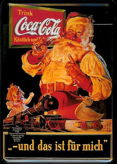 Schild 'coca Cola Weihnachtsmann'