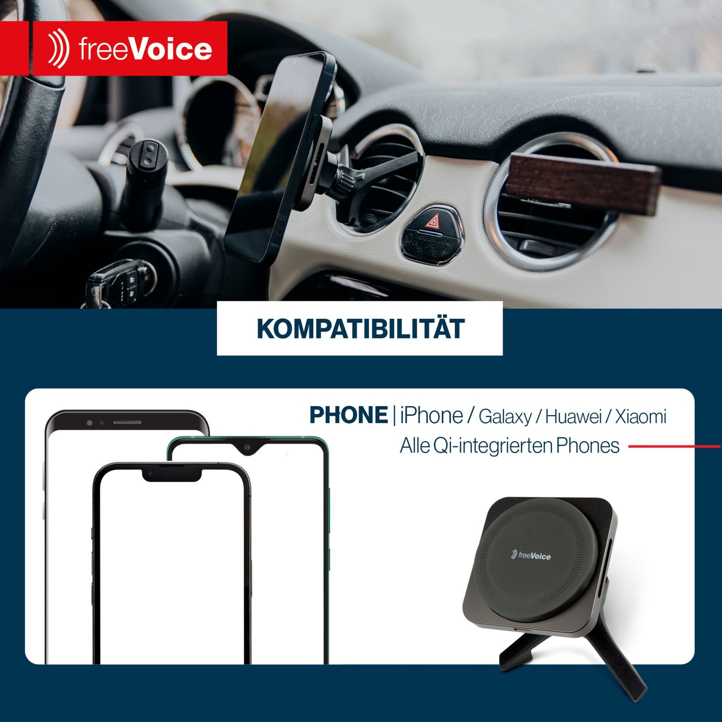 freeVoice Magnetic Wireless Car Charger