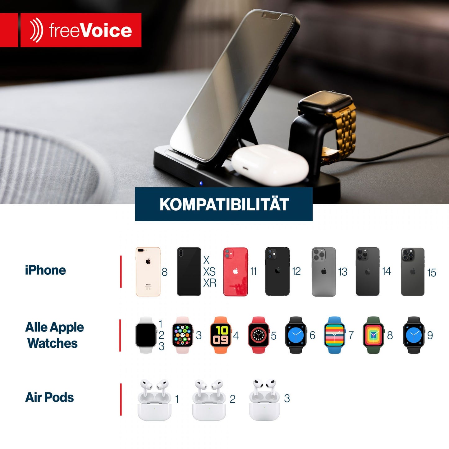 freeVoice Wireless Charger (3-in-1)