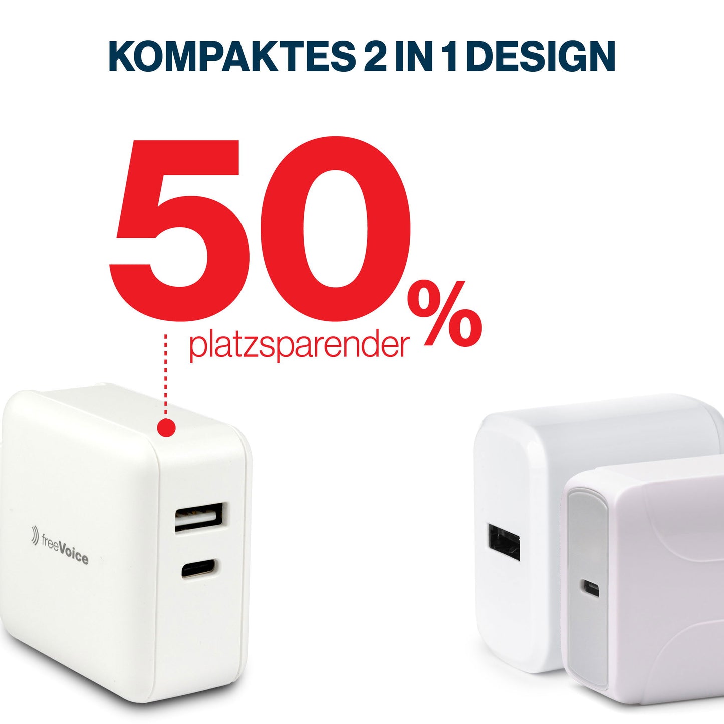 freeVoice Reise Schnellladegerät 30W (USB-A/USB-C)