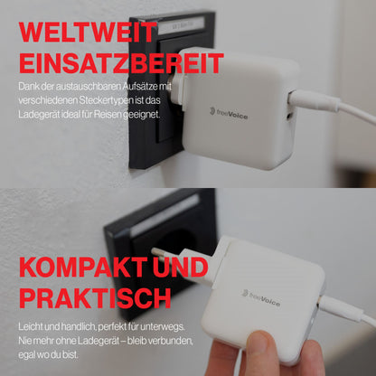 freeVoice Reise Schnellladegerät 30W (USB-A/USB-C)