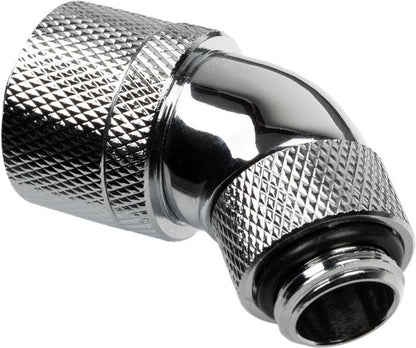 Alphacool HF Anschluss 45 Grad G1/4 Zoll AG auf 16/10mm - drehbar, chrome silber