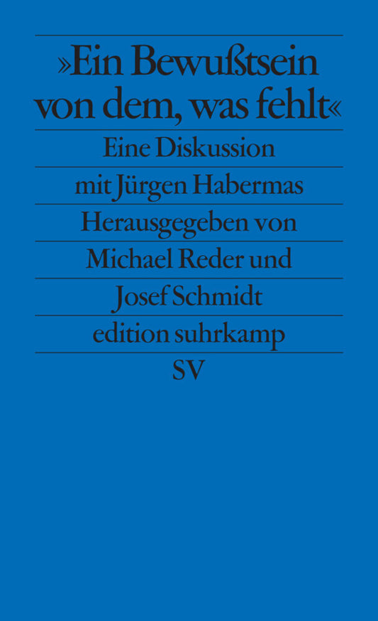 »Ein Bewußtsein von dem, was fehlt« (Michael Reder)