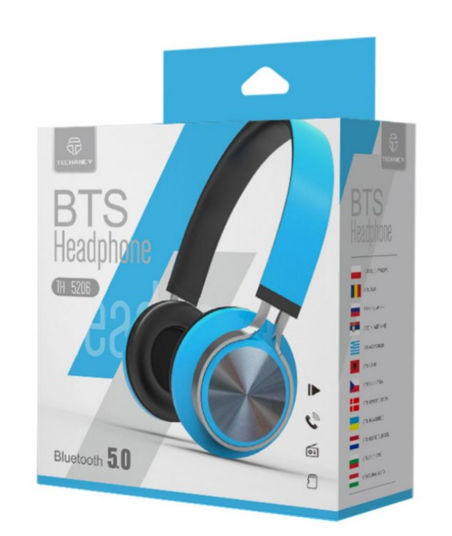 Techancy Bluetooth Over-Ear-Kopfhörer mit Mikrofon, hellblau