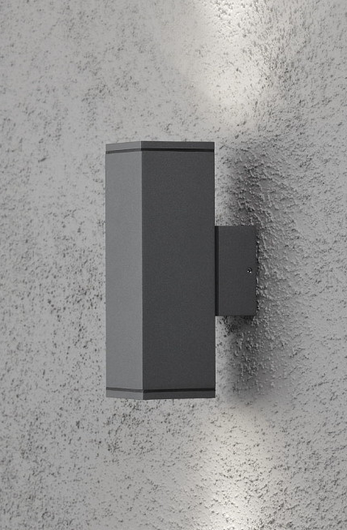 Aussen-Wandleuchte MONZA, mit doppeltem Lichtkegel, IP44, anthrazit, Aluminium Klarglas