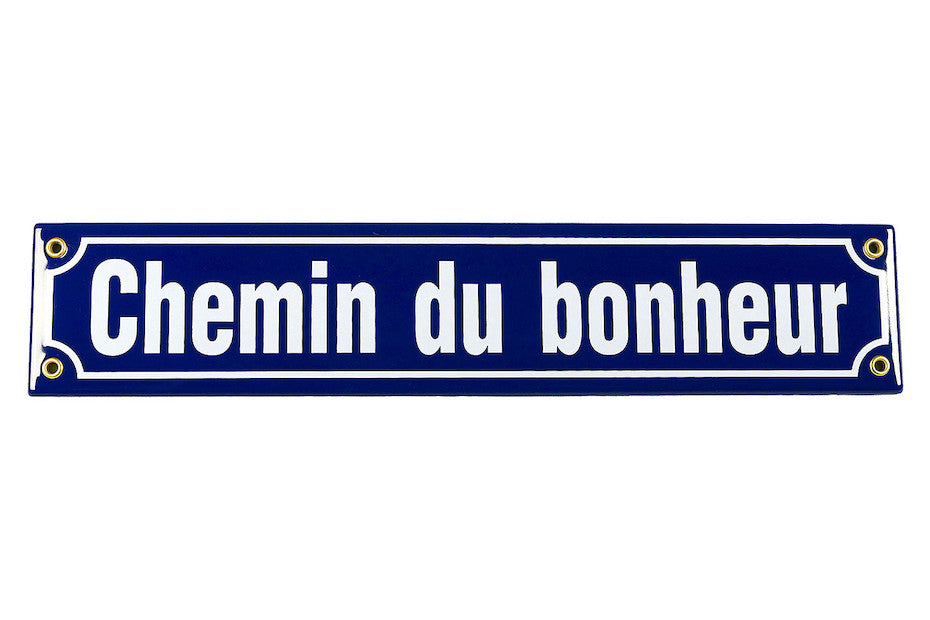 Schild 'Chemin du bonheur' (40 x 6 cm)