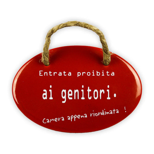 Schild 'Entrata proibita ai genitori' oval (10.5 x 7 cm)