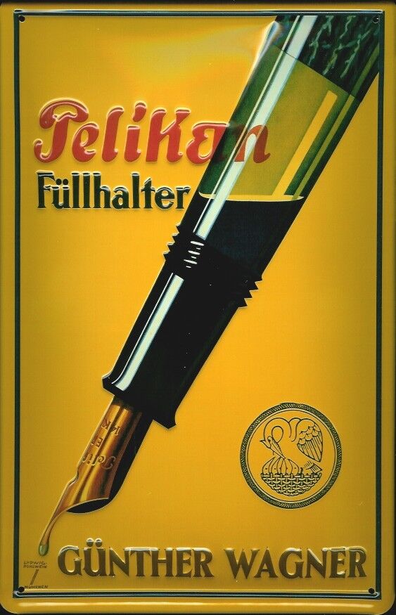 Blechschild "Pelikan Füllhalter" (10 x 15 cm)